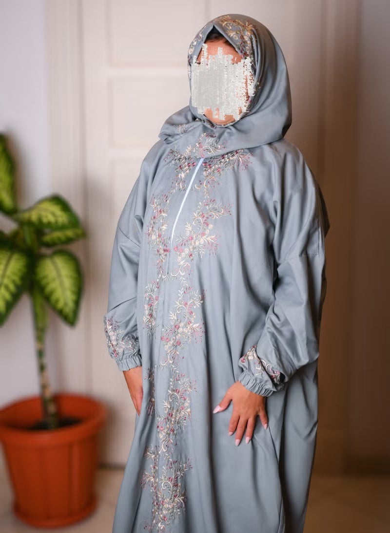 جيرينك شرشف صلاة نسائي لون رمادي واسع و مريح خامة باردة ممتازة ( سحاب ) - Image 1
